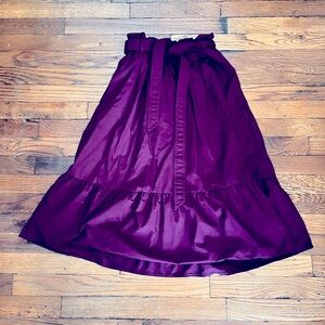 Garnet color paper bag waist with sash, tiered skirt. Light, cute. XS